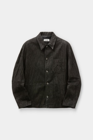 [COOR] Pleats Wash Leather Shirt Jacket (Black) 正規品 韓国ブランド 韓国通販 韓国代行 韓国ファッション クール クーア クアー 日本 店舗
