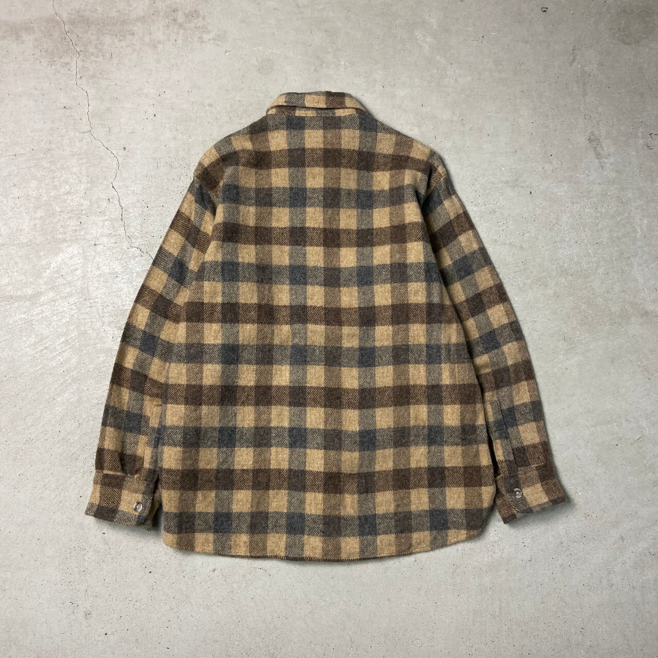 70年代 WOOLRICH ウールリッチ ウールシャツ チェック柄 メンズL 古着