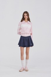 GOXO ゴーエックスオー スマイルハート エアリー ニットジップアップ ピンク