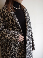 SINME レオパードコート ホワイト×ブラック