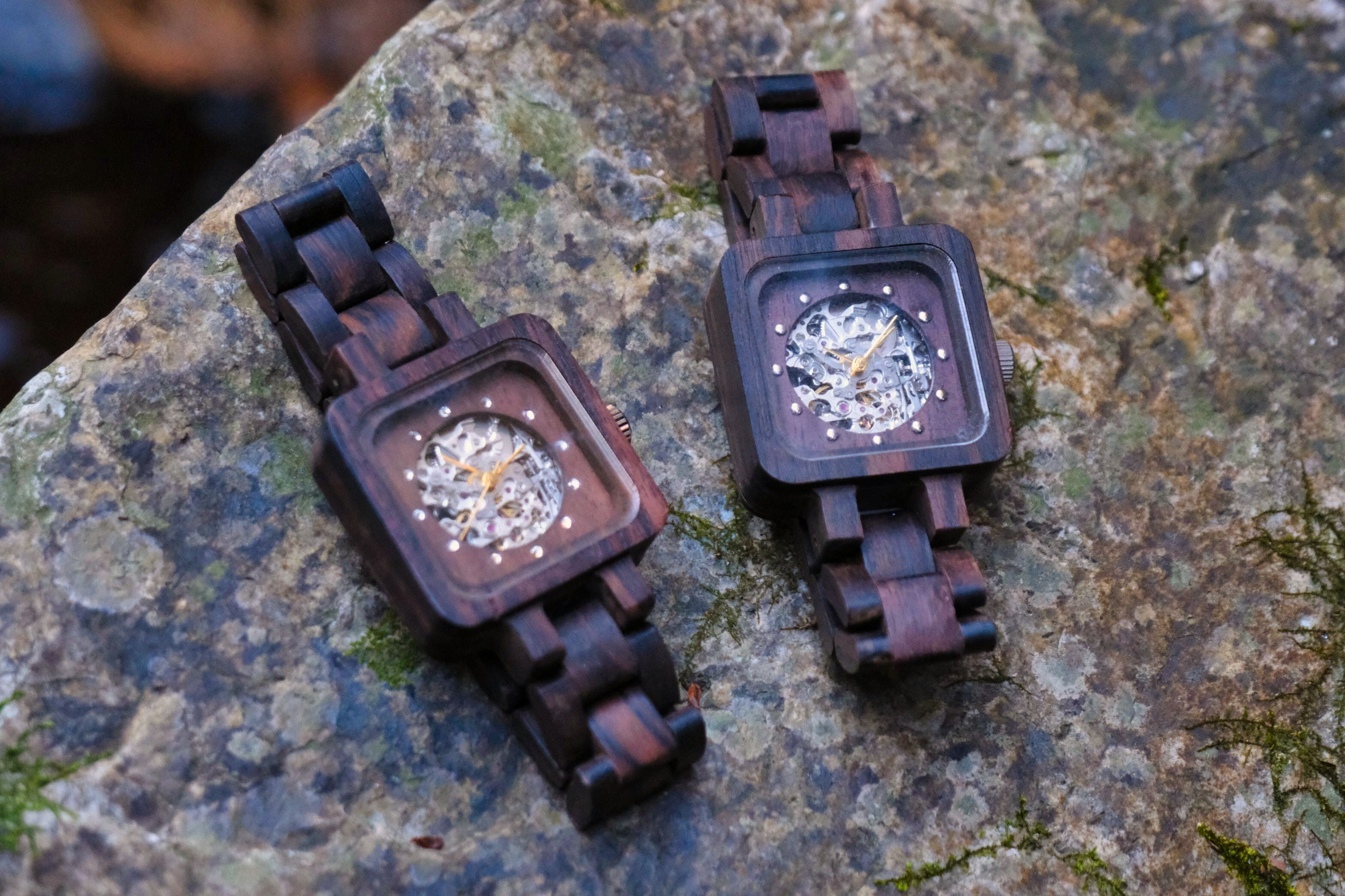 【わたらせ木工店】「新月」　木製腕時計機械式ムーブメント