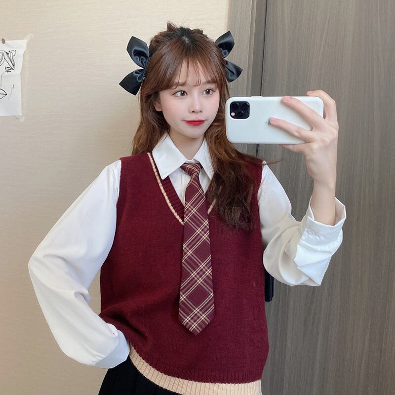 カラーVネックニットスプリングオータムスタイルクロップドトップス 春物 秋物 スーパーモール69164022972