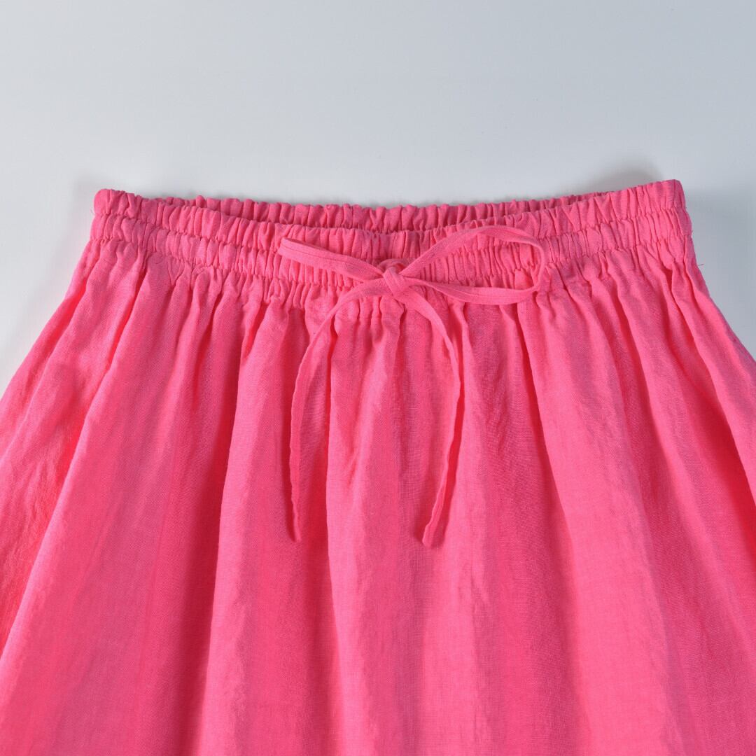 atelier naruse アトリエナルセ リネンギャザースカート・ピンク リネンをたっぷりと使ったスカートです【送料無料】