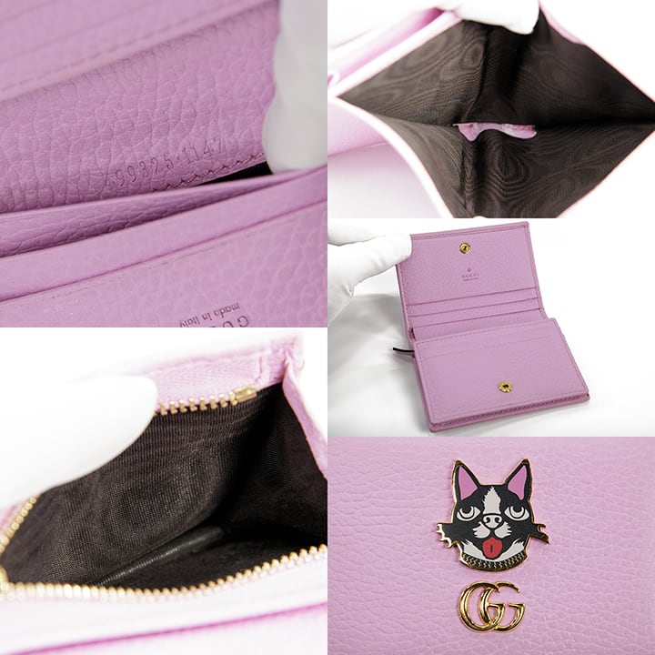 グッチ GUCCI 二つ折り財布 GGマーモント ボスコ ピンク 保管箱 【公式