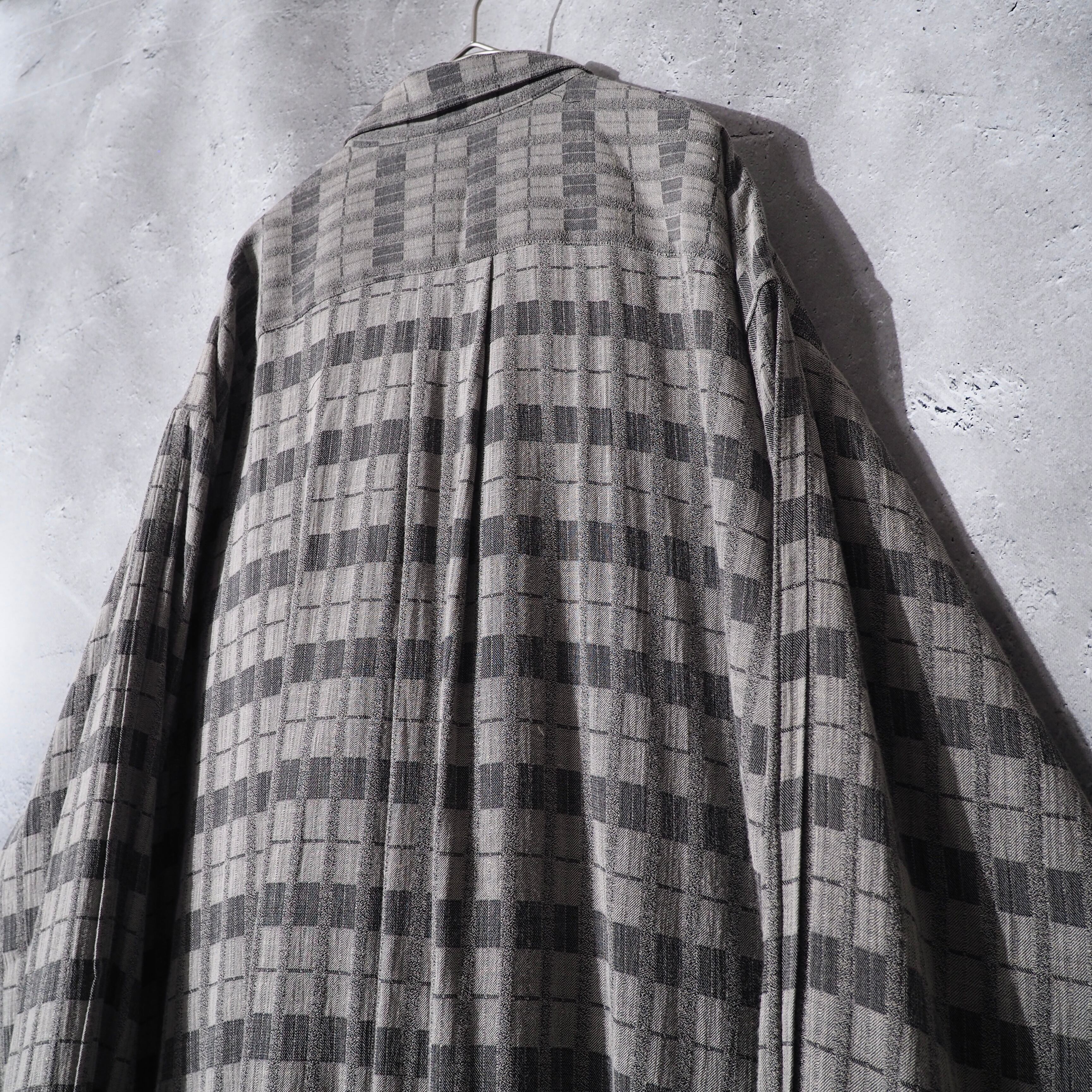 1970s gradation check weaving flying wing loose shirt