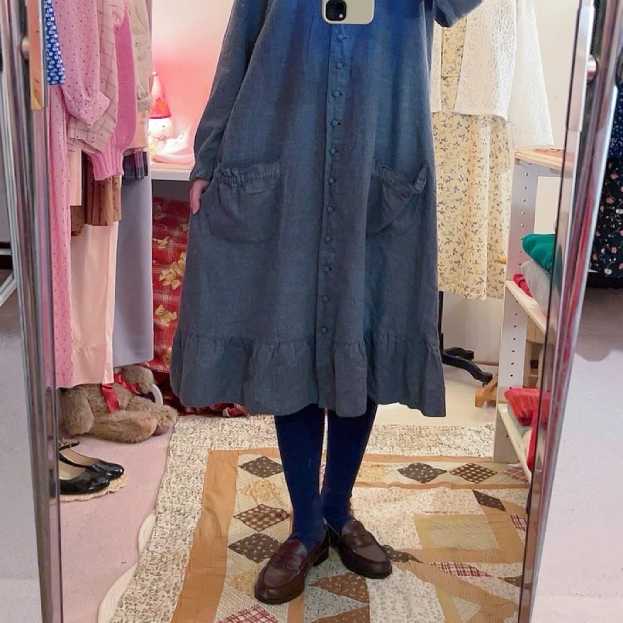 PINKHOUSE / cotton frill gather one-piece