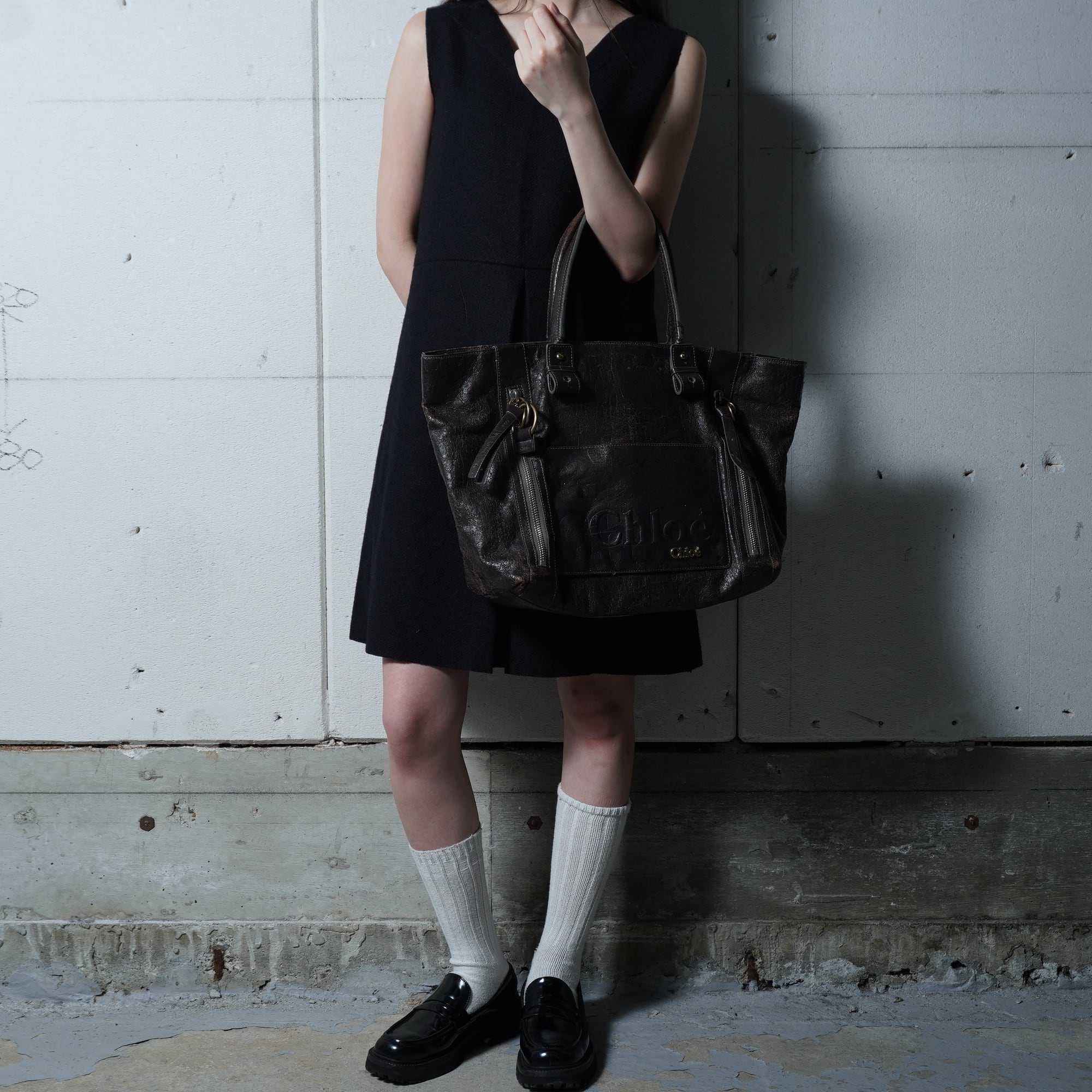 Chloé クロエ エクリプス レザートート Y2K 00s archive 黒 Chloe】クロエ ロゴ入エクリプスレザートートバッグ black | MIXHIVE