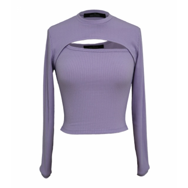 Rokh  STRAP JERSEY TOP WITH SLEEVES  LAVENDER
