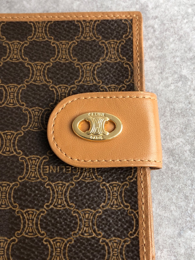 CELINE セリーヌ マカダム 財布 ブラウン トリオンフ PVC 2つ折り vintage ヴィンテージ オールド bcju54