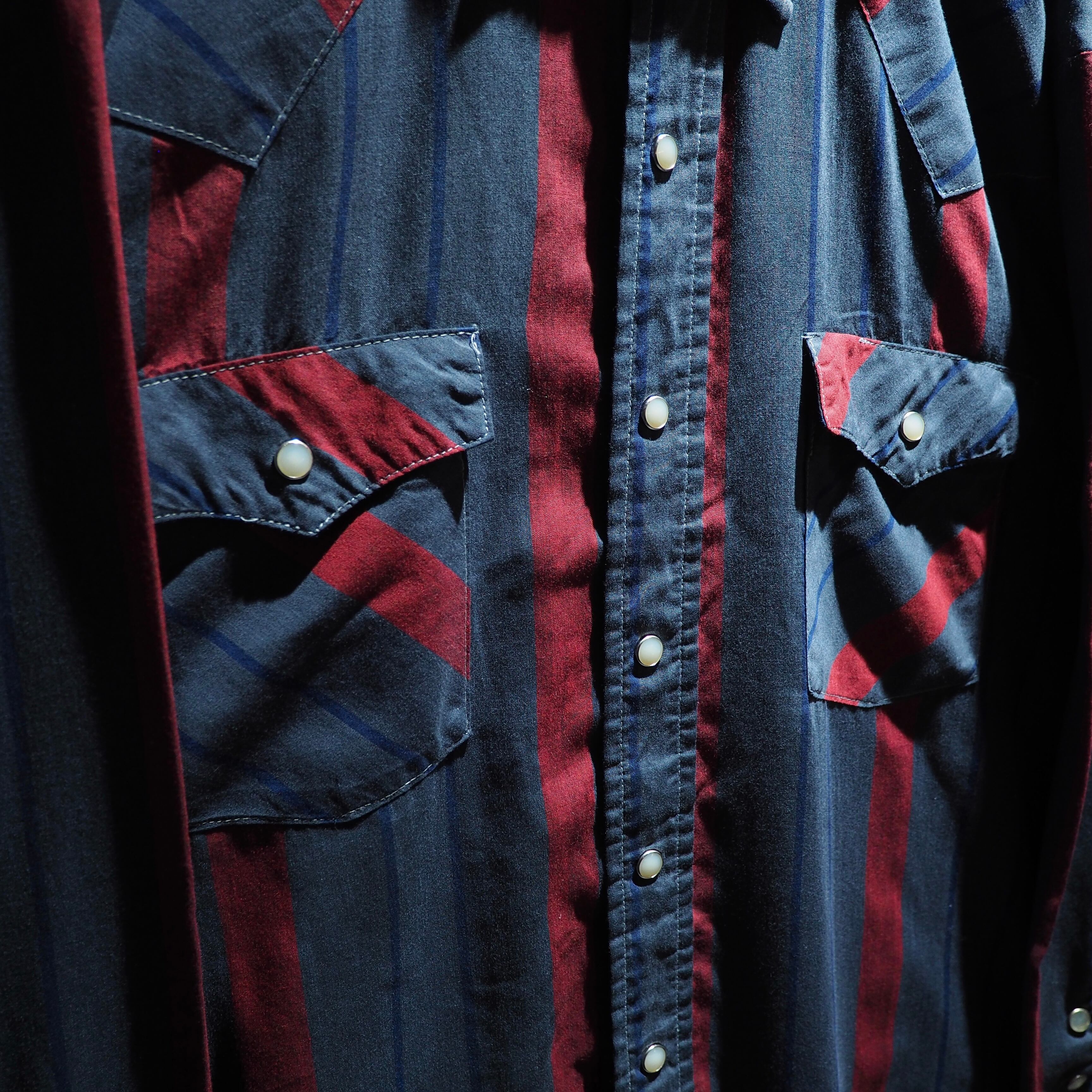 1980s Dark stripe pattern vintage loose western shirt