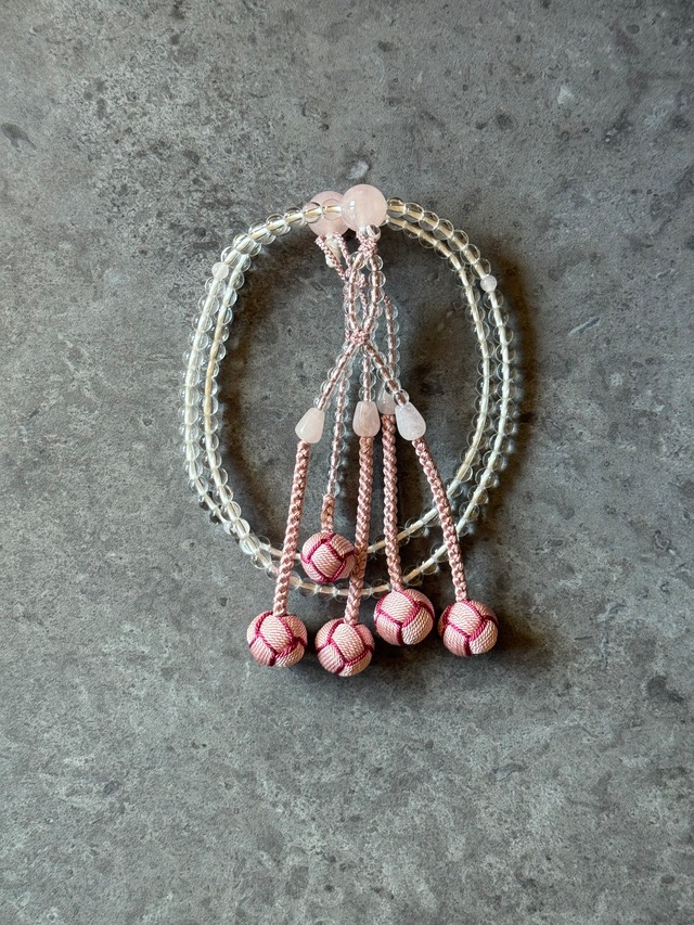 【8寸水晶　紅水晶仕立(灰桜　ワイン縁)