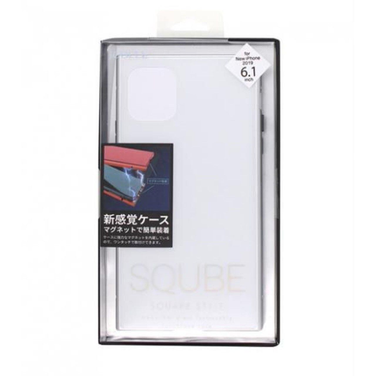 iPhone 11 ケース ホワイト SQUBE PREMIUM ガラス×アルミ スクエア型 マグネット着脱