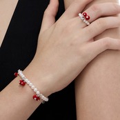 Velvet pearl cherry bracelet【B005】