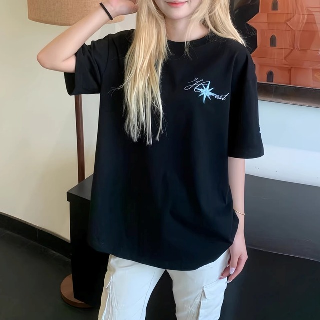 アスタリスクアクセントルーズシルエットTシャツ 3col   R01949