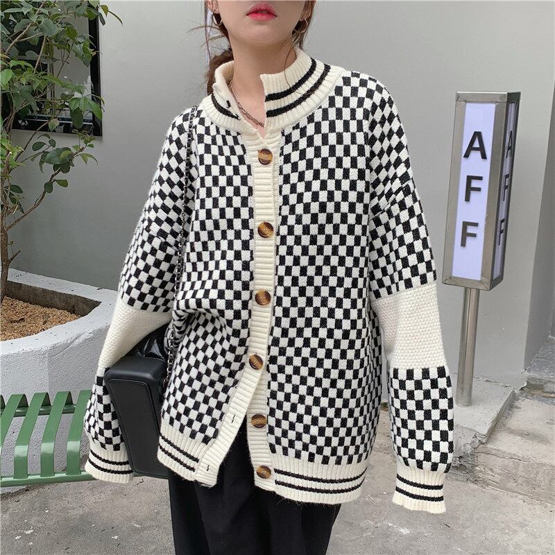 セーター ルーズオータムウィンタースタンダードスタイルカラーロング レトロ 長袖 秋物 冬物 1号婦人70893724225