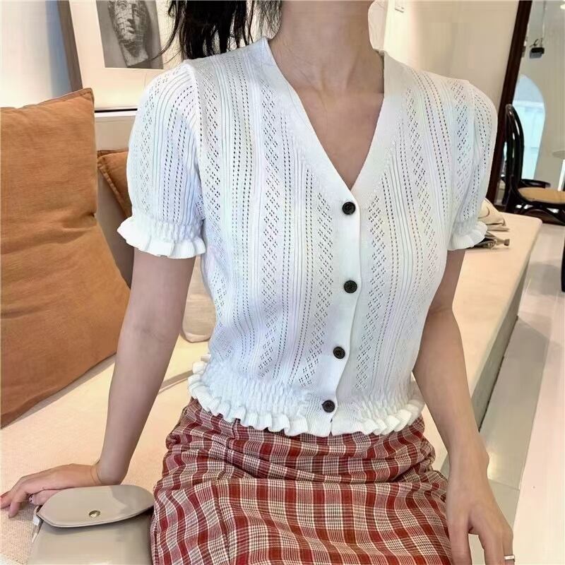 裾フリル5部袖カーディガン　AJ12541-608