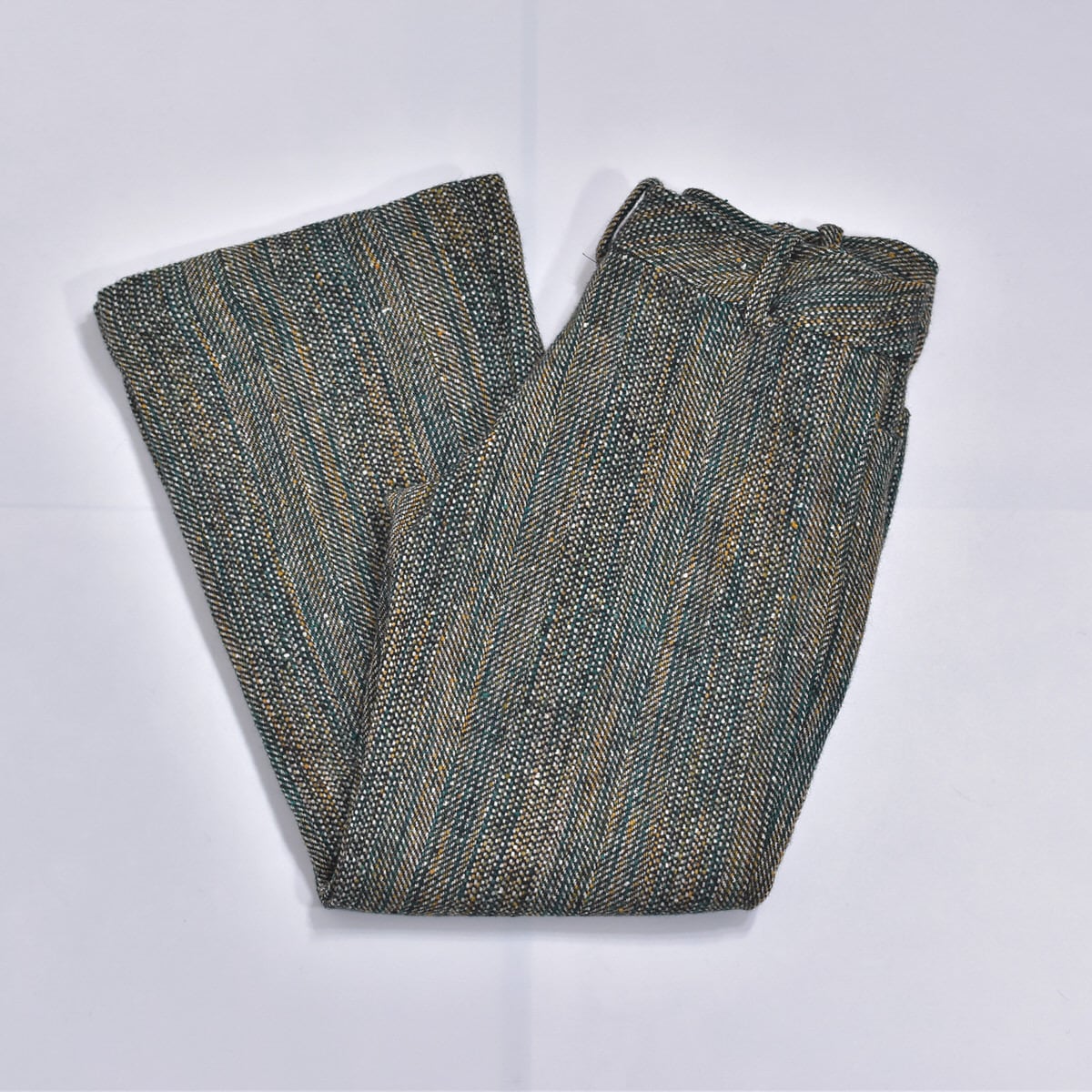 60~70s Betty Talk ネップツィード ノンタック フレアスラックス ジャパンヴィンテージ アルミYZIP 昭和レトロ レディースW75cm