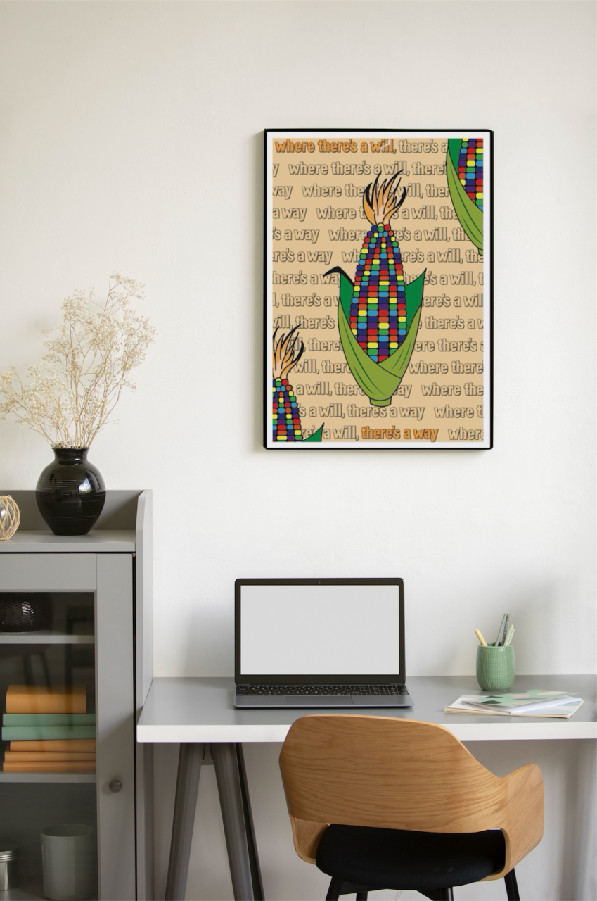 DHD(M)013【フレーム付きインテリアポスターA2　とうもろこしⅡ】