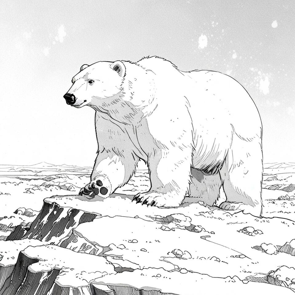 氷上にたたずむシロクマ【AIイラスト】（20枚セット） | ImaginaryStock