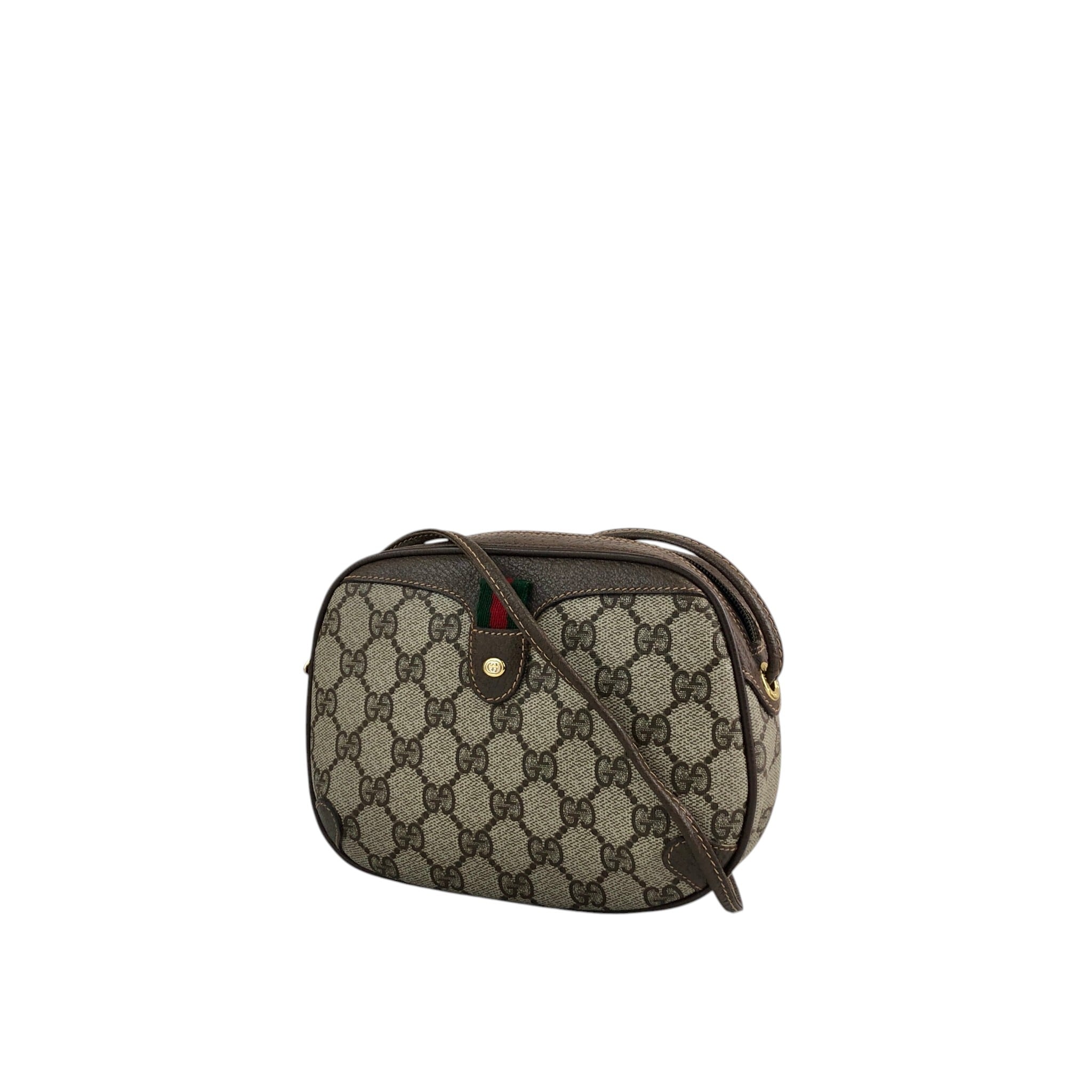 GUCCI グッチ シェリーライン ショルダーバッグ ブラウン PVC レザー