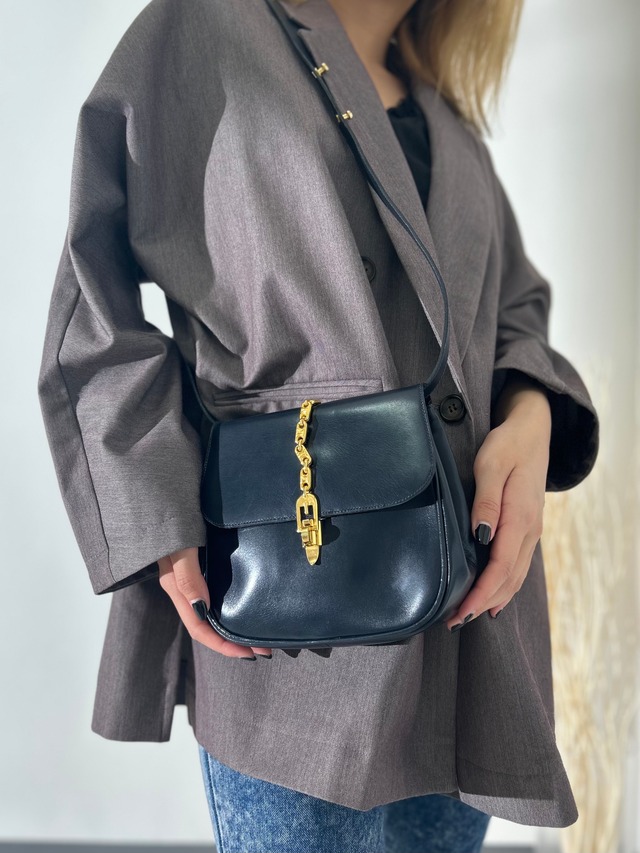 CELINE セリーヌ トリオンフ チェーン レザー ミニバッグ ショルダーバッグ ネイビー vintage ヴィンテージ オールド admv2k