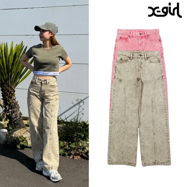 【X-girl】SEAM STRAIGHT LEG PANTS【エックスガール】