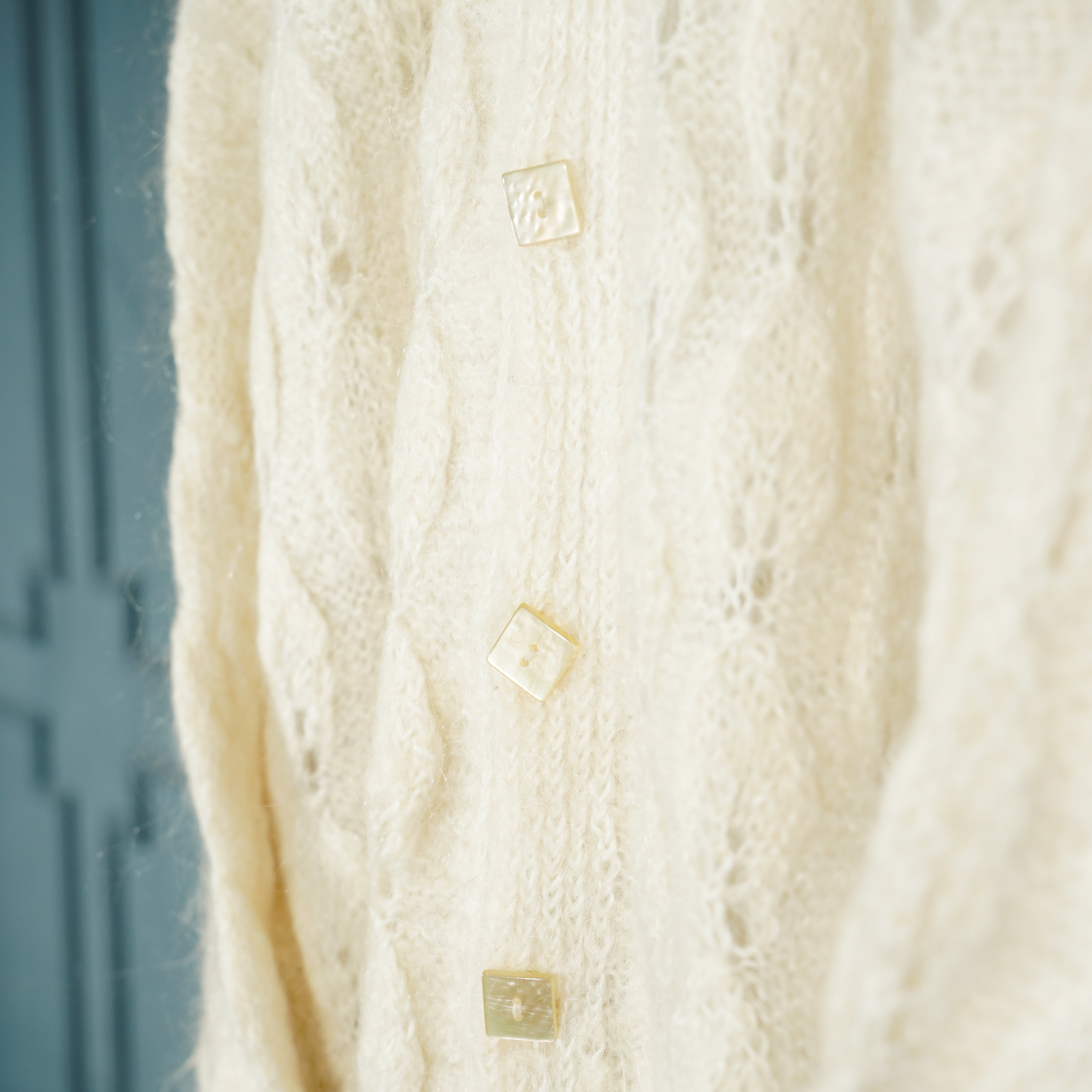 USA VINTAGE CABLE DESIGN MOHAIR KNIT CARDIGAN/アメリカ古着ケーブル