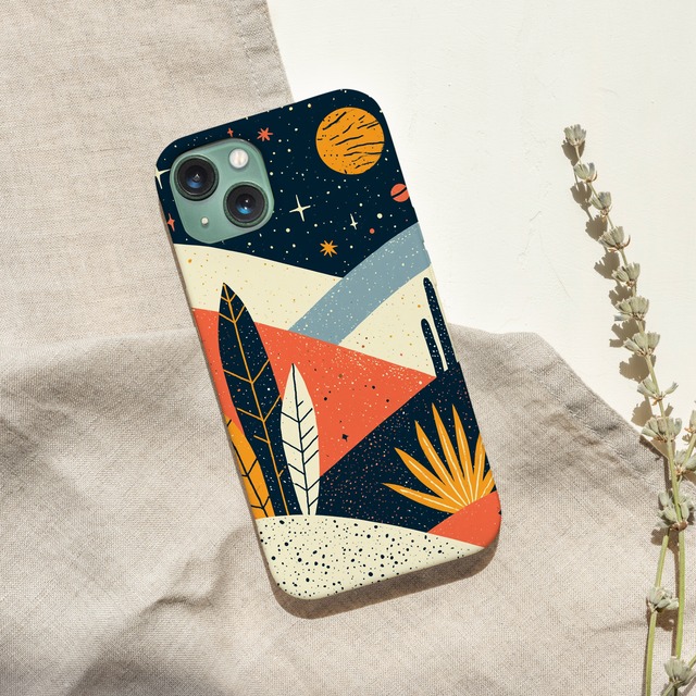 受注生産 iPhoneケース ロケットと惑星の砂漠宇宙｜スペースエイジ RFSP022B