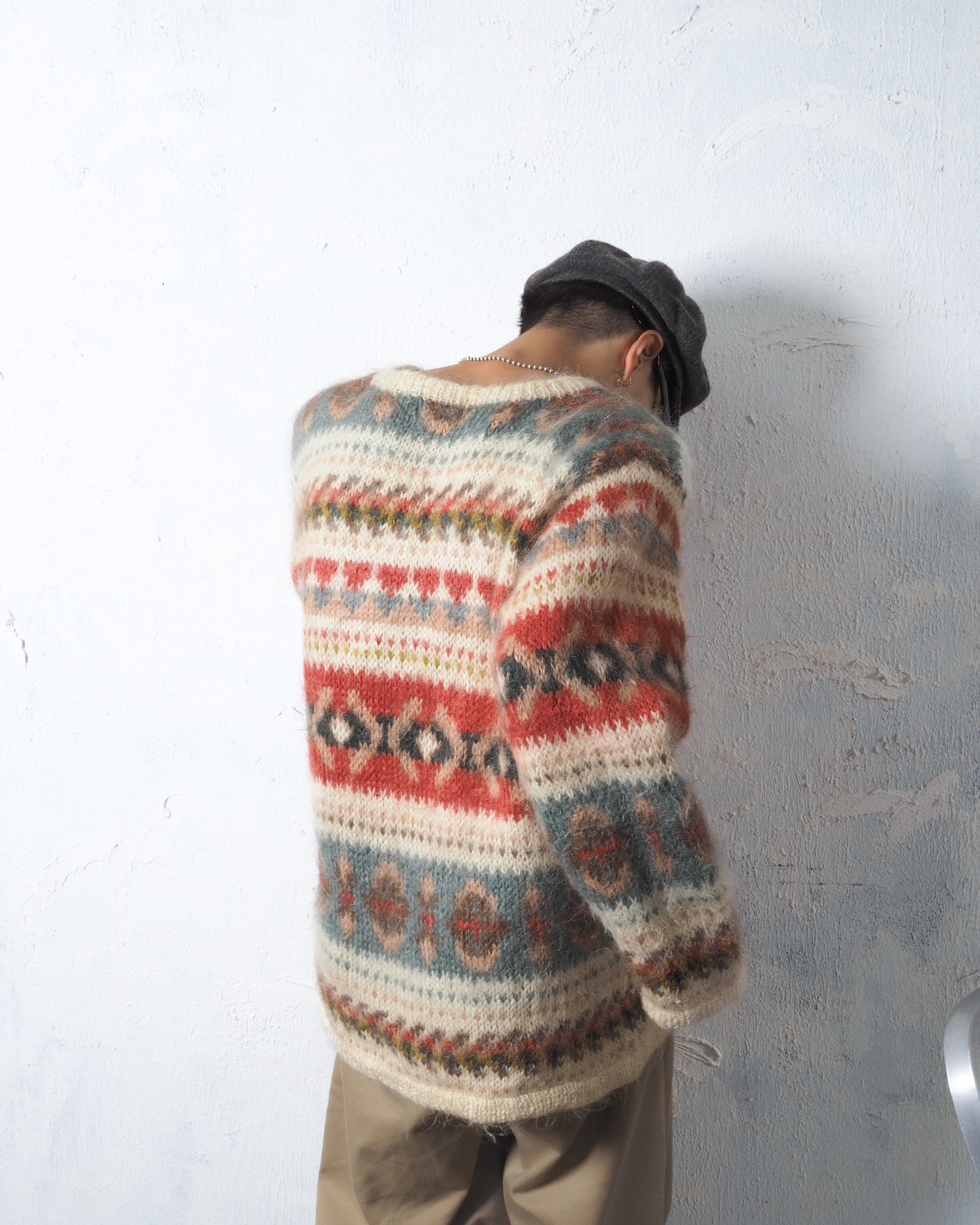80s BIMO Mulch Native Pattern Mohair Knit | PULP VINTAGE ONLINE