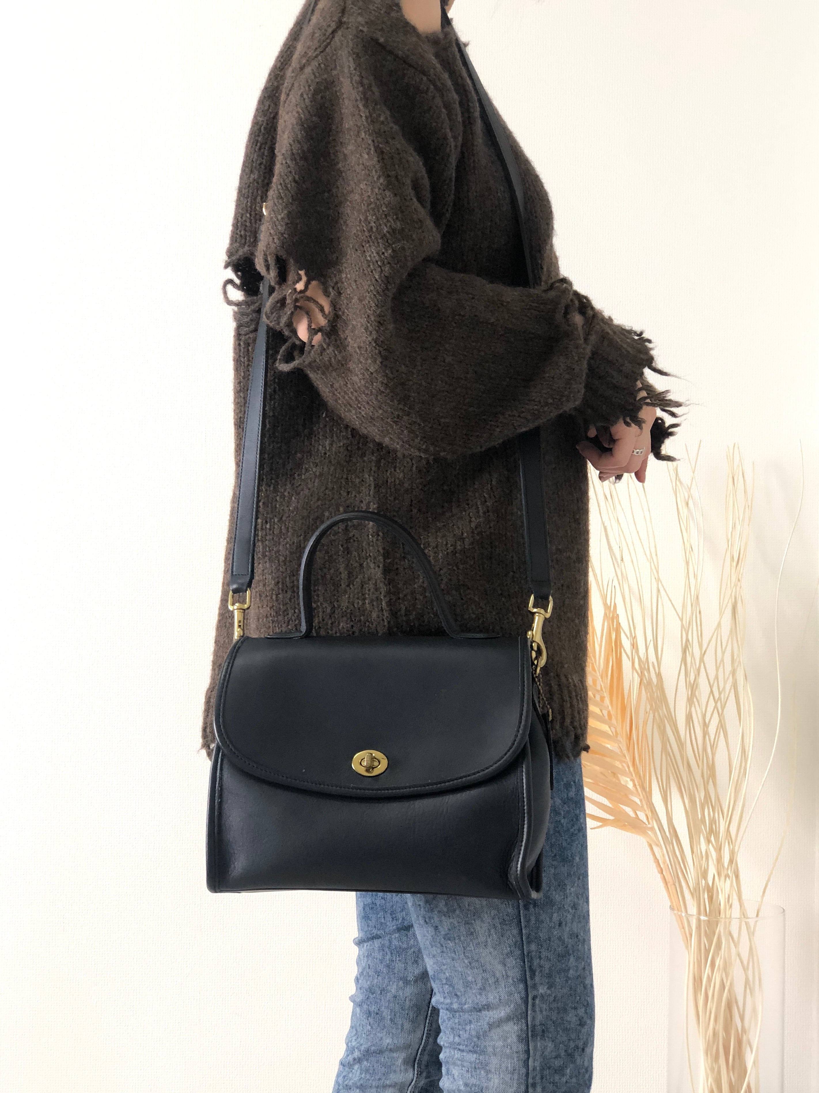 COACH コーチ ターンロック レザー ハンドバッグ 2WAY ショルダー