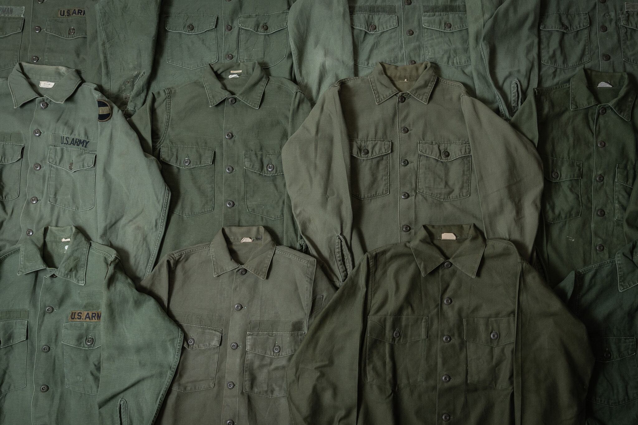 14 1/2】U.S.Army 70's OG-107 Utility Shirt Cotton100％ 