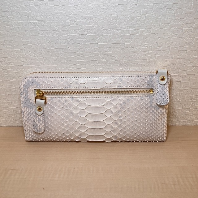 ダイヤモンドパイソン　L字長財布　ホワイト
