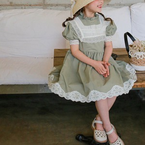 【少量再販】レトロレース裾ワンピース