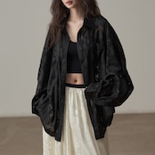 ジャガード織レトロ風リラックスブラウス H0072