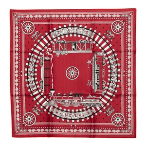 エルメス カレ55 ALL ABOARD オールアボード スカーフ ワインレッド ホワイト ブラック シルク レディース HERMES 中古