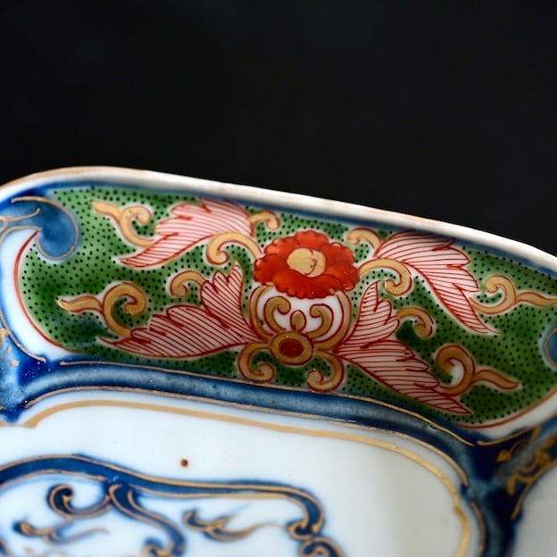 50538】【51140】 伊万里焼 錦手の菱皿 江戸(1枚)/ Nishikide Fan