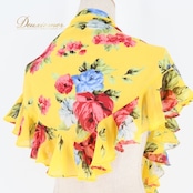 フラメンコ 衣装 シージョ イエローピキージョ イエロー系 レッド系 ピンク系 黄色 オレンジ 赤 ピンク 花柄 フリル 軽い 薄い 装飾 小物 軽量シージョ フラメンコ小物 花模様 ダンス衣装 コスチューム