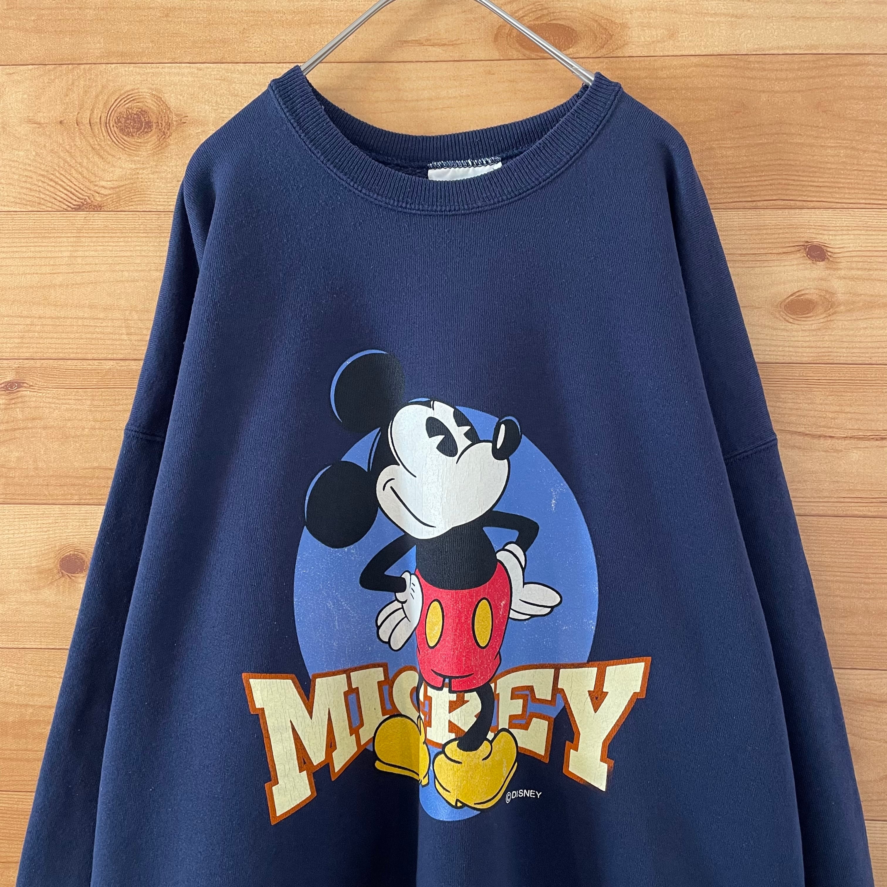 【HANES】90s USA製 Disney ミッキーマウス Mickey Mouse ロゴ プリント スウェット トレーナー オールド ヴィンテージ  ディズニー ヘビーウェイト XL ビッグシルエット ヘインズ US古着 | 古着屋手ぶらがbest powered by BASE