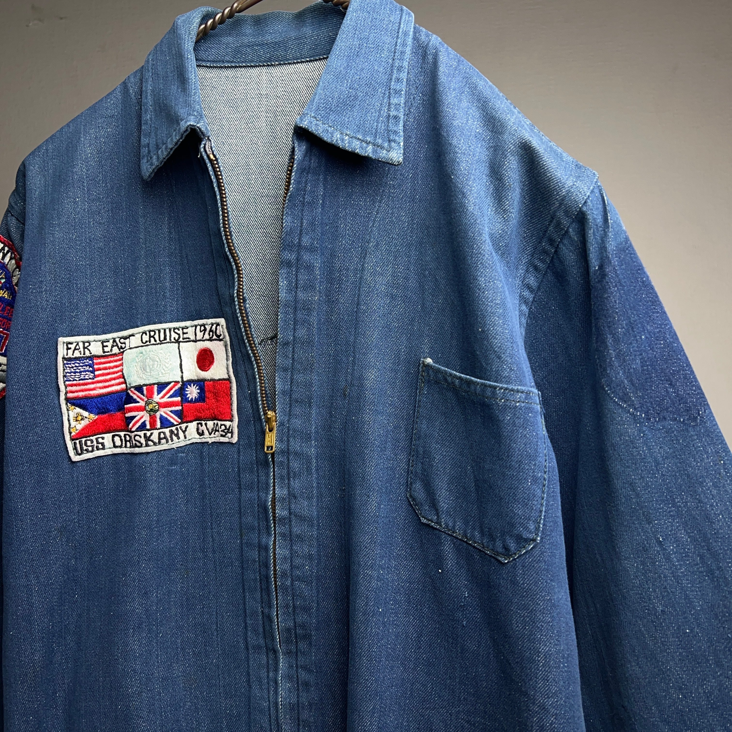 1960's U.S.NAVY Souvenir Denim Coverall Jacket VATDYE 60年代