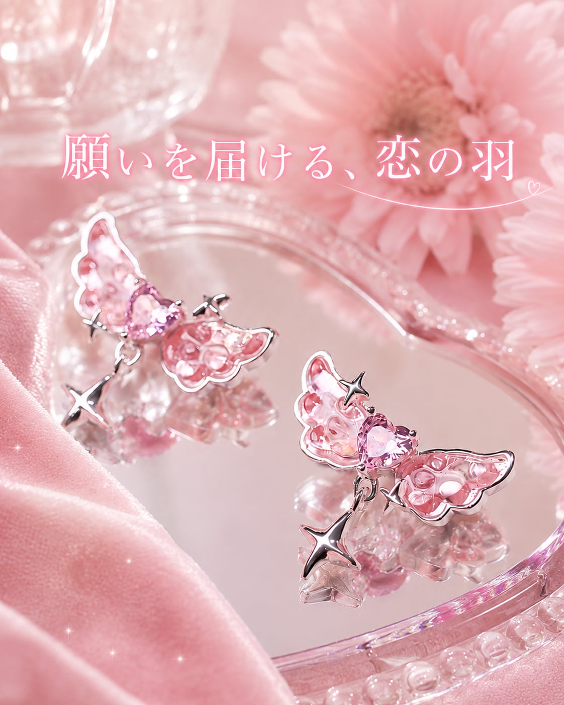 Pink Dream|星降る夜のエンジェルピアスピアス♥B58