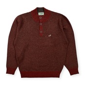 Crocodile クロコダイル ボタンモック ニット セーター サイズ M /テラコッタ系×グレー/メンズ