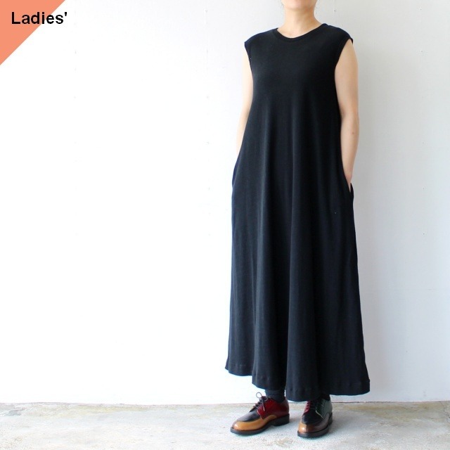 Siora パイルノースリーブワンピース Extra long cotton pile N/S onepiece (Black)