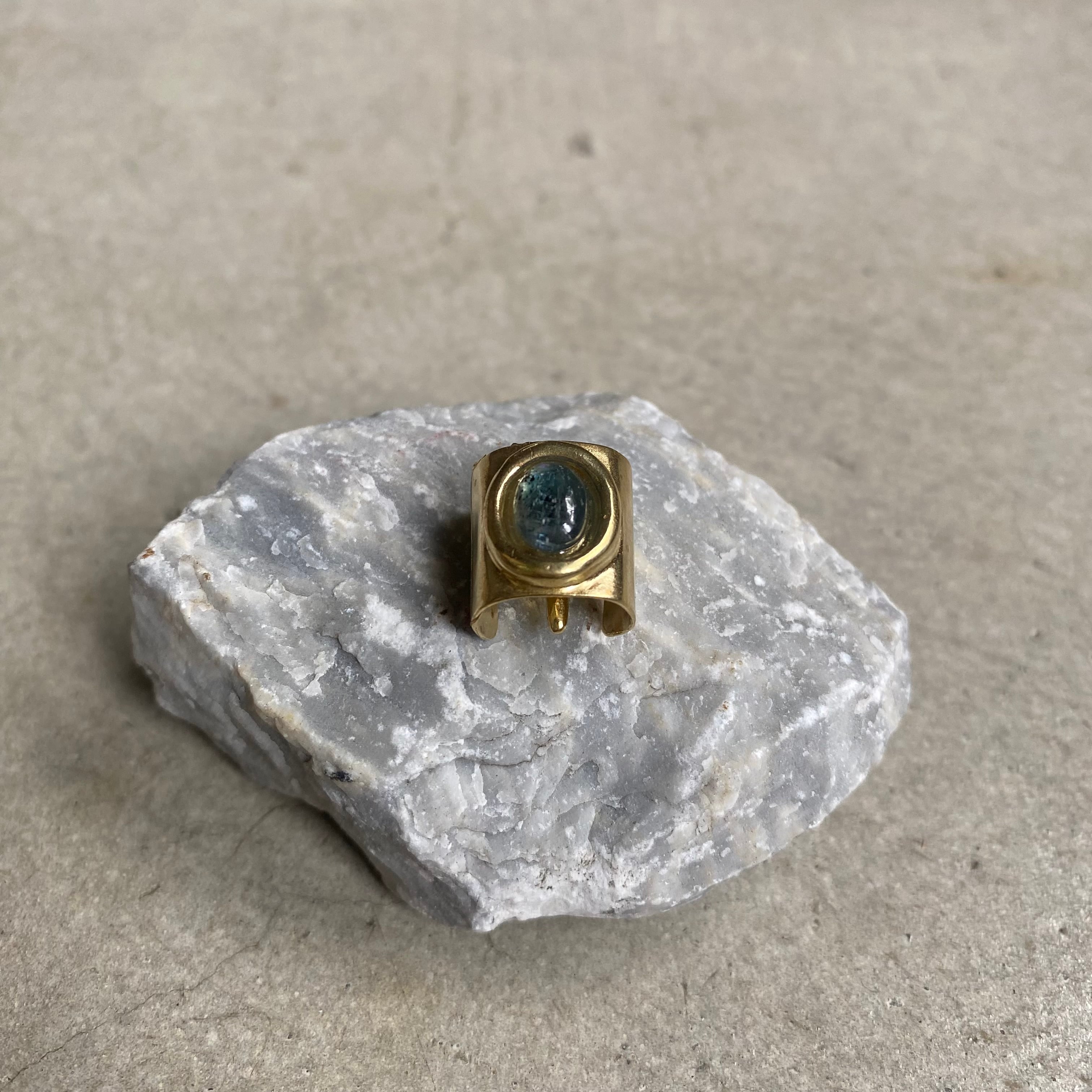 Hair Pierce Brass -kyanite-