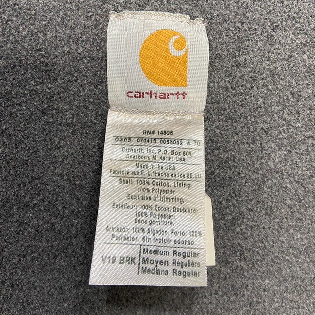 00s USA製　カーハート　ダックコットンベスト　ライナーフリース　カーキ　M