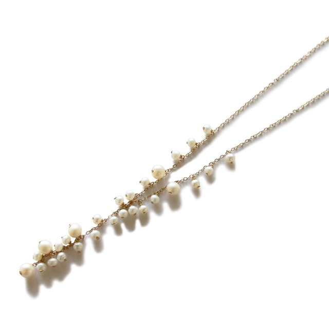 華麗なゴールドをあしらったデザイン！K14gf 淡水パール デザイン チェーン ネックレス ne1000