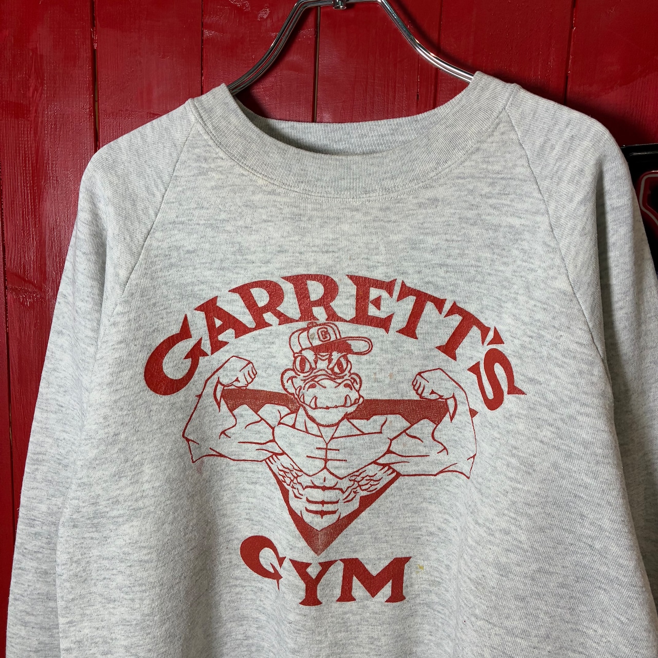 90s USA製　JERZEES ヴィンテージスウェット　ラグラン　GARRETS GYM