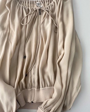HERMÈS　GATHERED NECK SILK CHIFFON BLOUSON