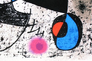 ジョアン・ミロ「ジョアン・ミロへのオマージュ」作品証明書・展示用フック・限定500部エディション付複製画リトグラフ