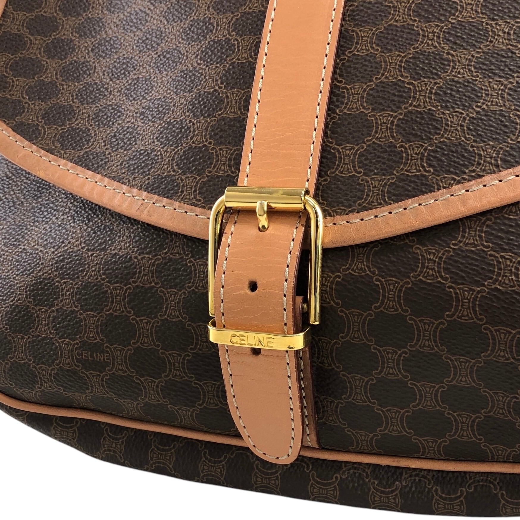 CELINE セリーヌ マカダム ショルダーバッグ ブラウン ダブルフェイス