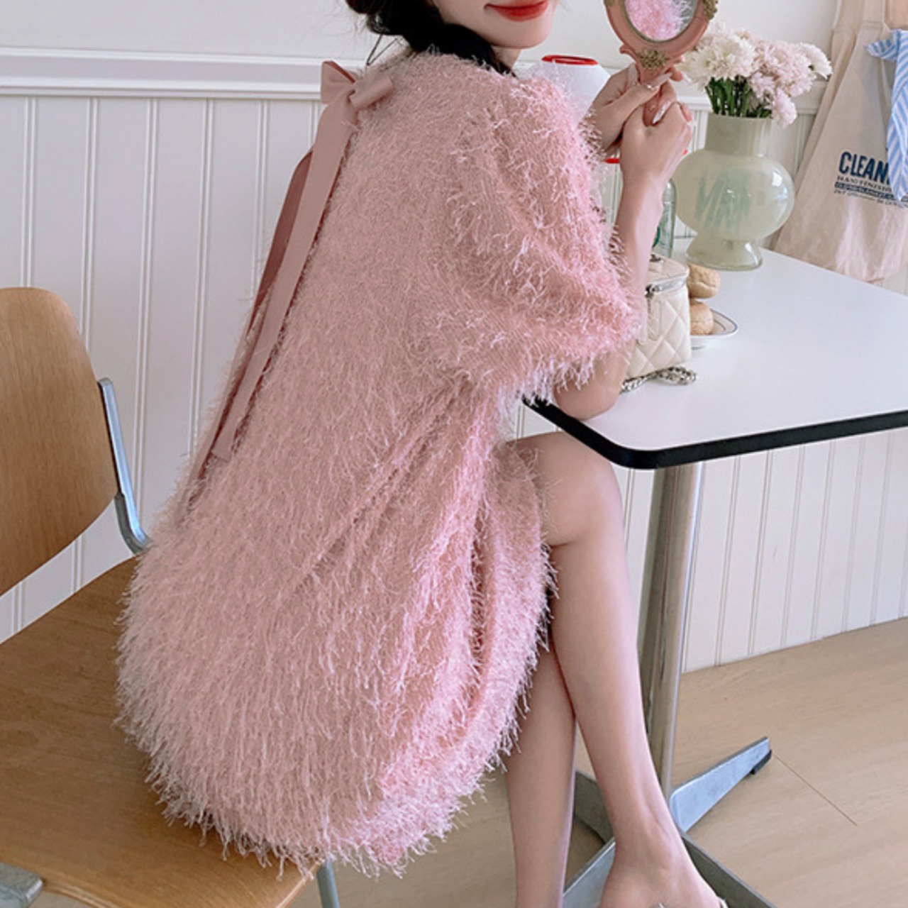 Pink Round Neck Fringed Dress 5070